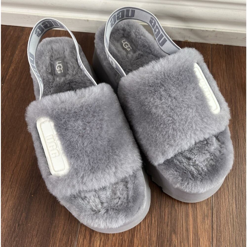 UGG Soft Amethyst Plush Shearling Disco Platform Cozy Slide Sandals - Picture 8 of 11